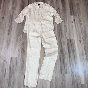 Peace of Cloth 2 Piece 3/4 Slv Button Up Top (Sz M) Pants (Sz8)‎ Shimmery Fabric